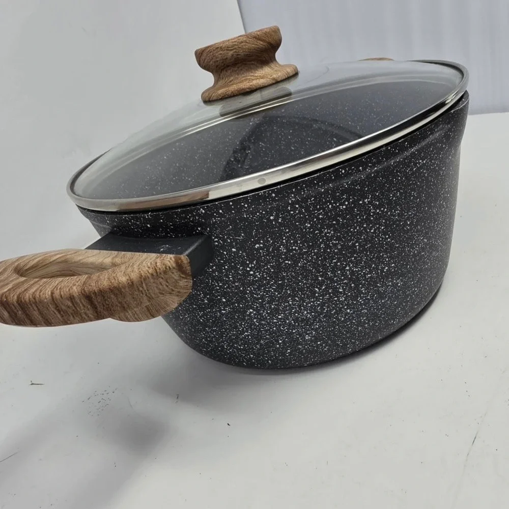 Country‎ Kitchen Stockpot Unisex OS Black Excellent Wood Look Handles Nonstick